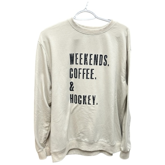 Crewneck Pullover Modal Weekends Coffee Hockey XXL - Picture 1 of 5